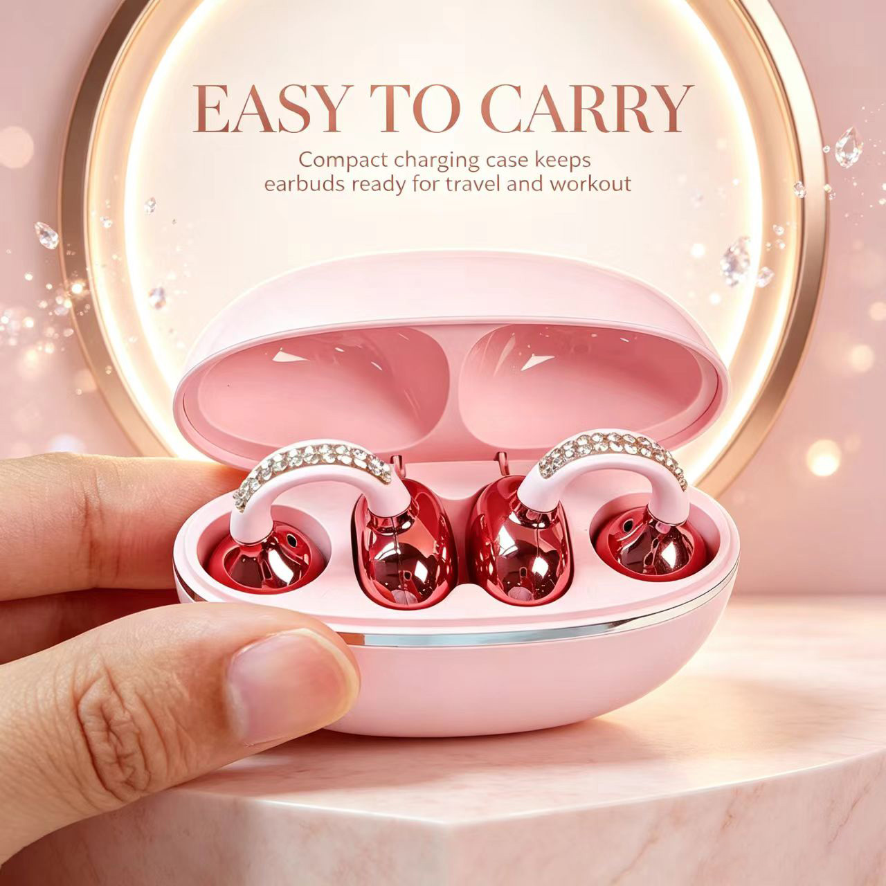 Open Ear Air Conduction Headphones - Taşlı Açık Kulak Klipsli Kablosuz Kulaklıklar