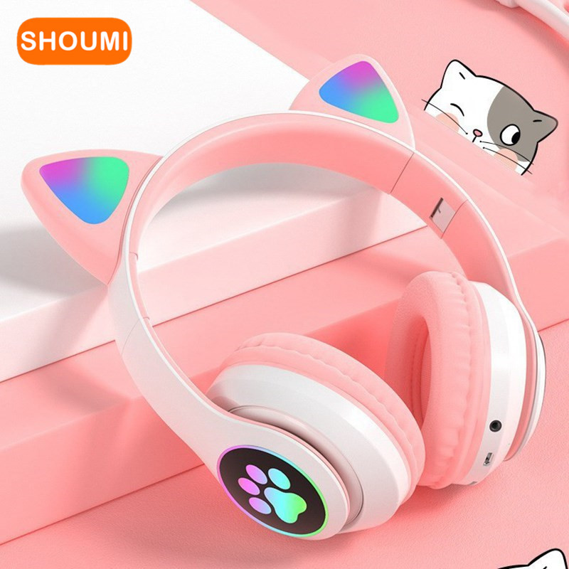 Cat Ear Bluetooth Headset Led - Yanıp sönen LED Sevimli Kedi Kulaklar