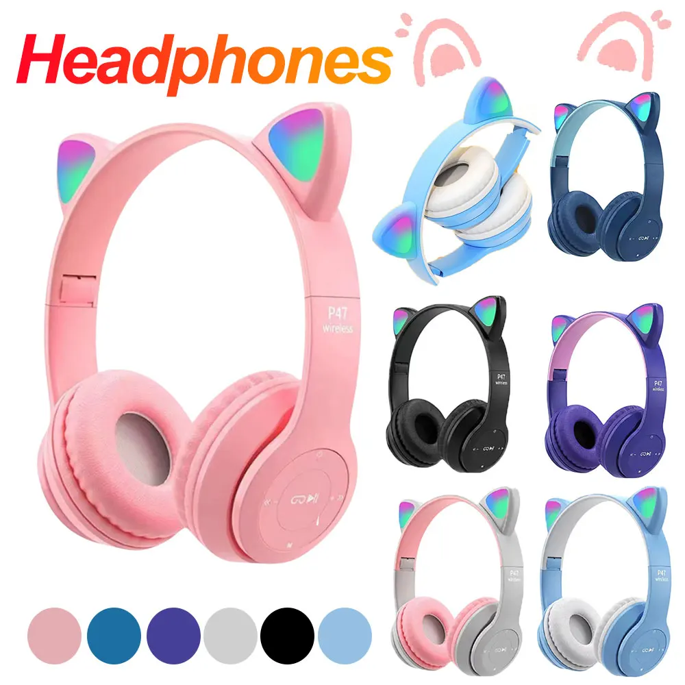 Cat Ear Bluetooth Headset Led - Yanıp Sönen LED'li Sevimli Kedi Kulaklı