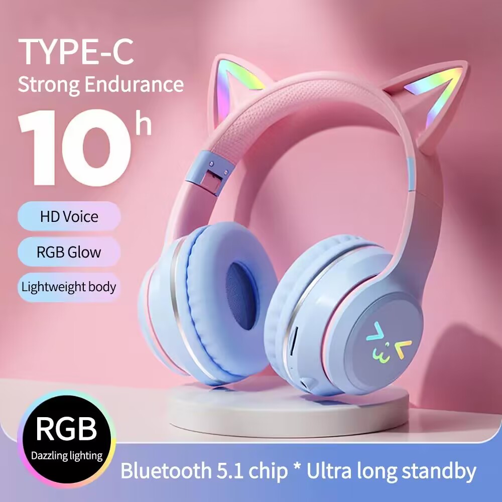 Gaming Headset With Mic Rgb - RGB kızdırma kulaklık kablosuz kulaklık 5.3