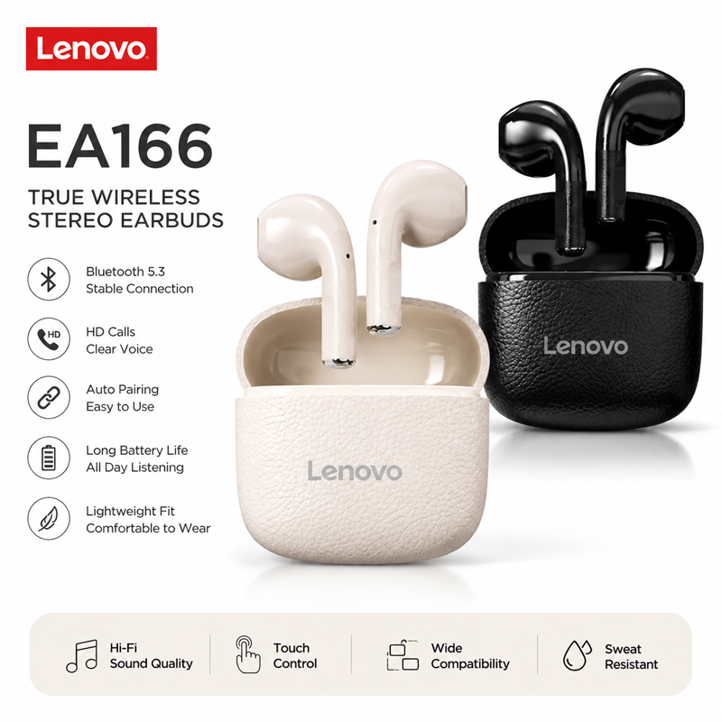 Anc Wireless Over Ear Headphones - Lenovo EA166 Bluetooth Kablosuz Kulaklık Dahili