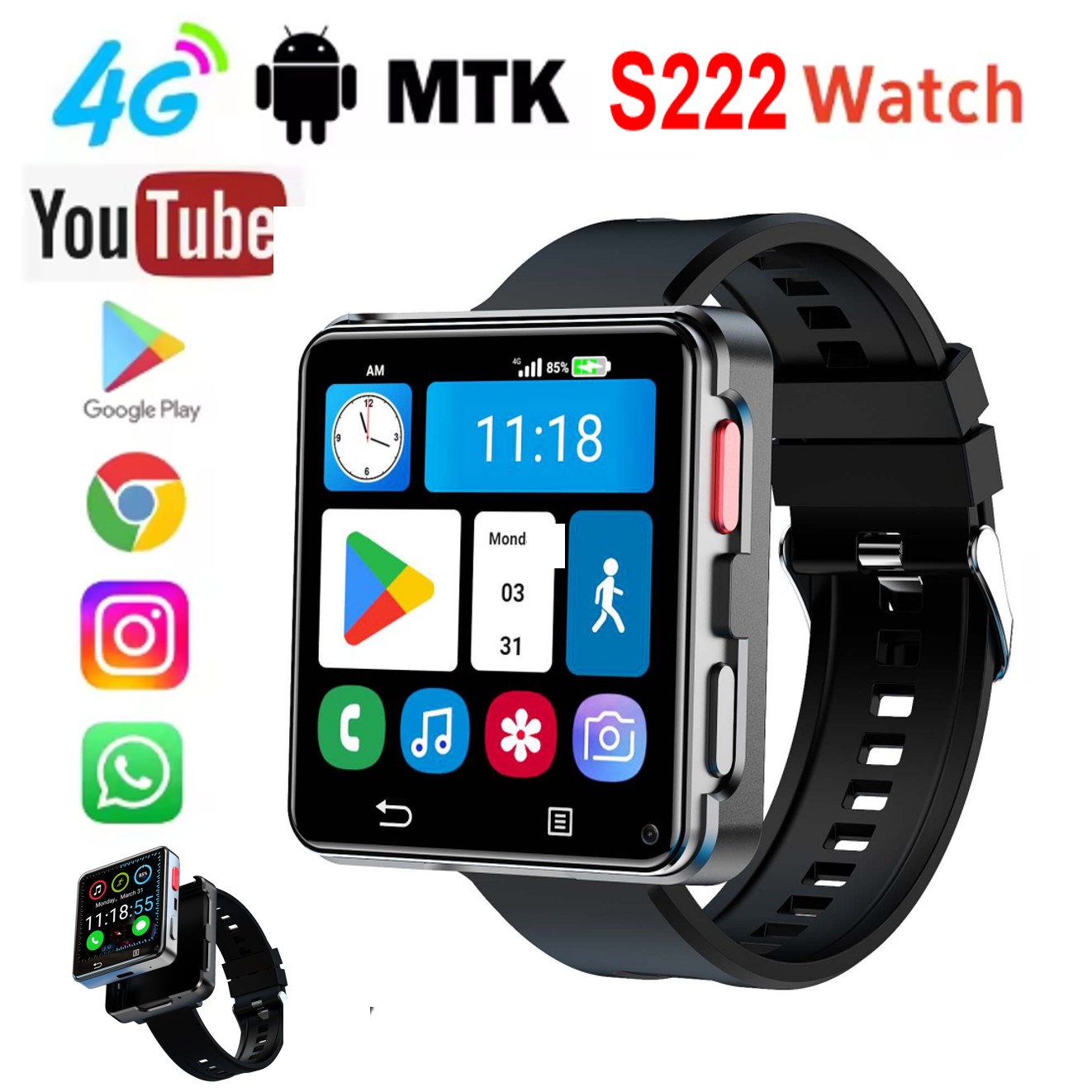 S222 Akıllı Saat 4G SIM Kart 4 - Smartwatches incelemesi ve fiyatı