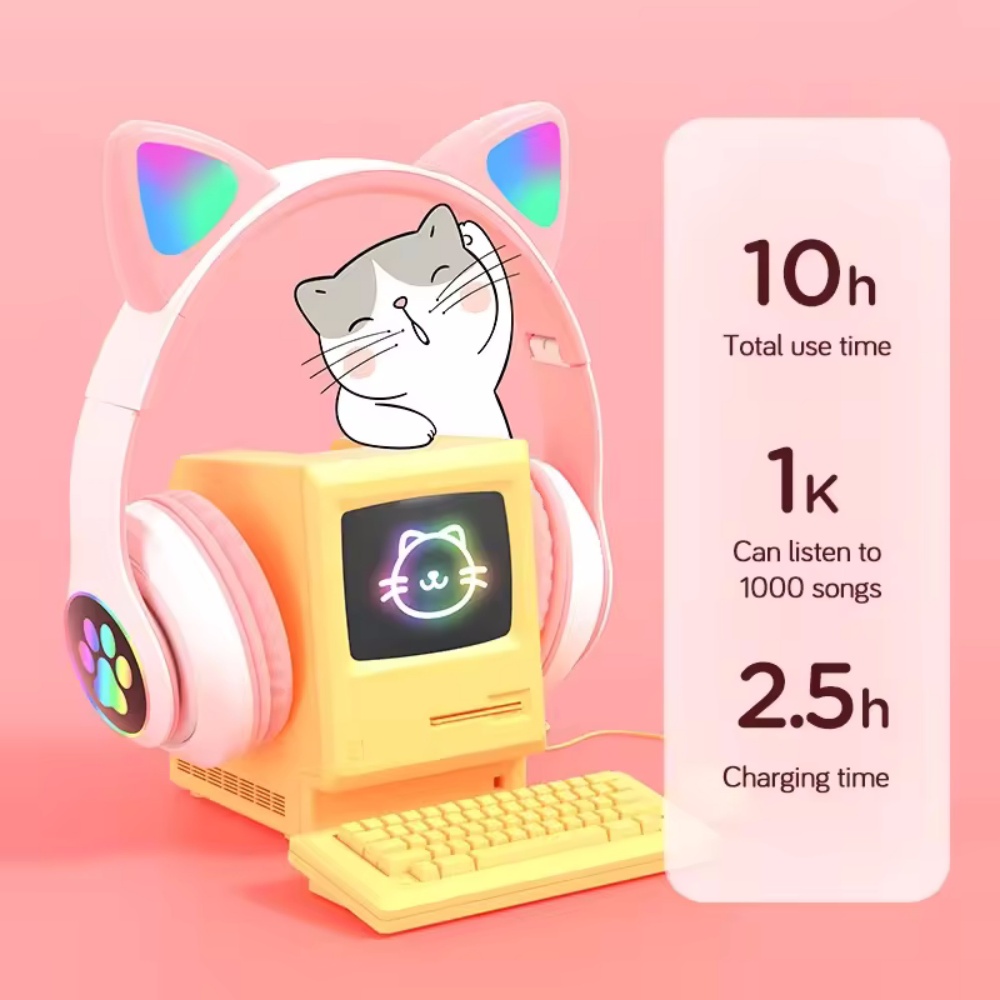 Sevimli Kedi Kulak Kablosuz Ku - Cat Ear Bluetooth Headset Led incelemesi ve fiyatı